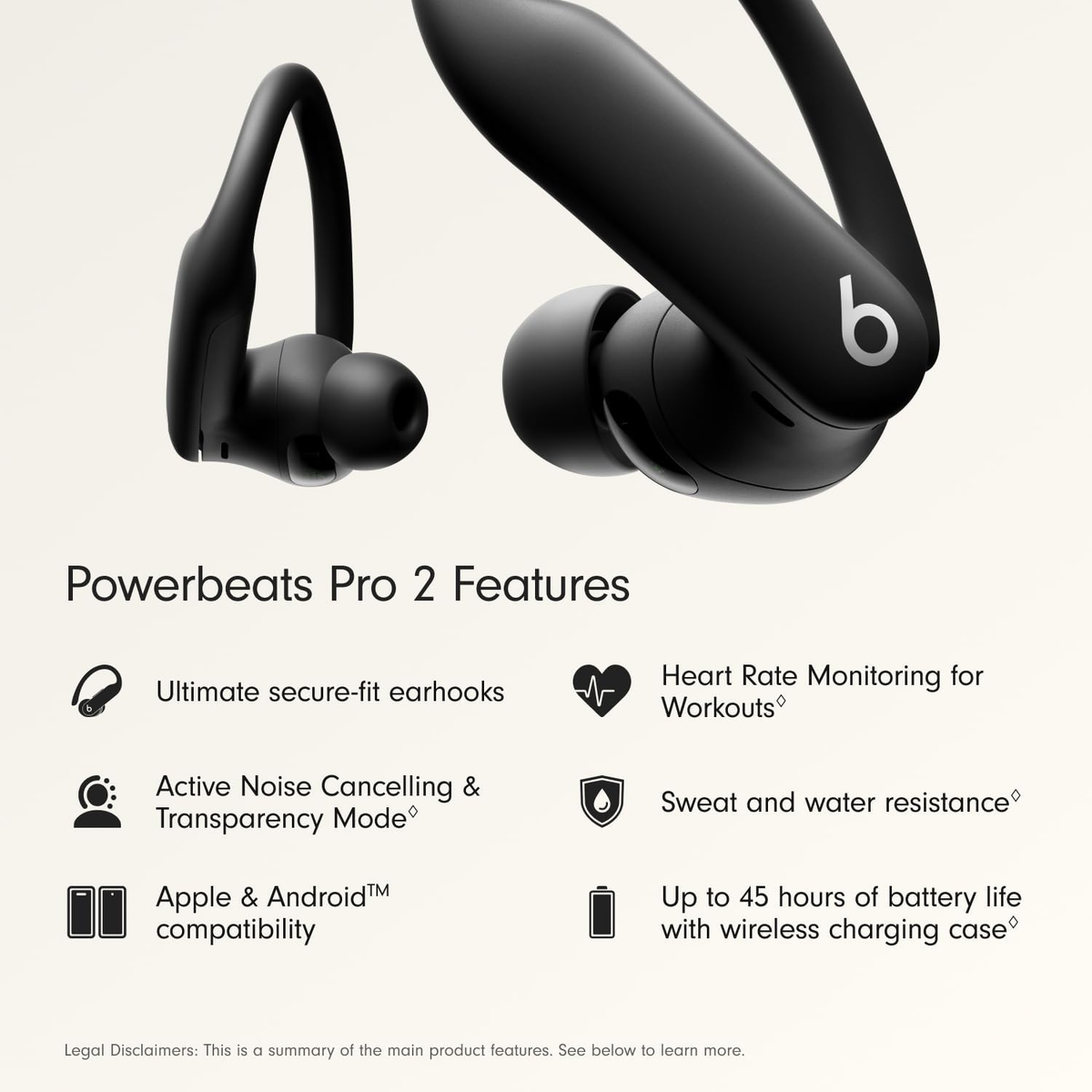 Beats Powerbeats Pro 2 Wireless Noise Cancelling Earbuds With USB-C Cable