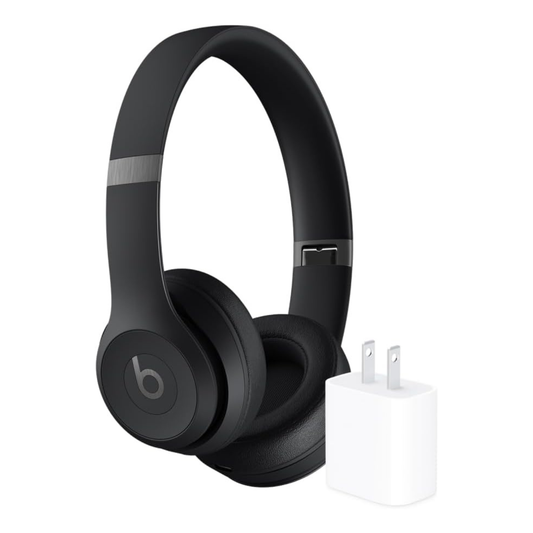 Beats Solo 4 Wireless On-Ear Bluetooth Headphones with Apple 20W Adapter Matte Black