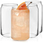 Classic Can Shaped Drinking Glasses Set of 4, 16 oz Clear Glass Tumblers | Beer Can Style Glass Cups for Iced Coffee, Beer, Soda, Cocktails, Smoothies & Everyday Beverages | Dishwasher Safe